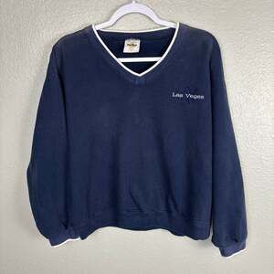 Hard Rock Las Vegas Women's Size Medium V-Neck Long Sleeve Blue Pullover Sweater